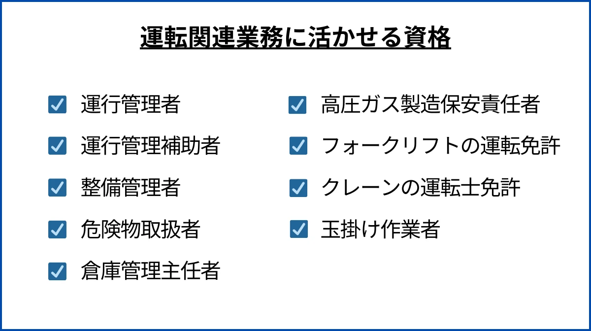 運送業で求められる資格と概要_運転関連業務