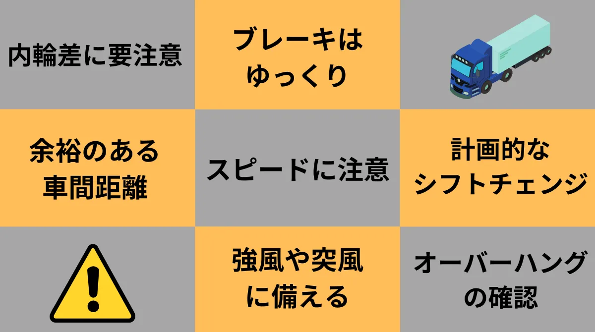 大型トラックの安全運転のためのポイント