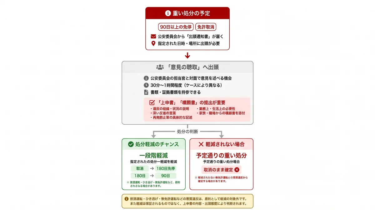 90日以上の重い処分を防ぐ「意見の聴取」と「上申書」