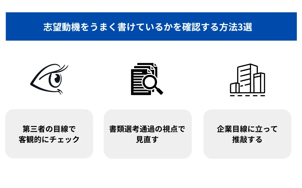 志望動機をうまく書けているかを確認する方法3選