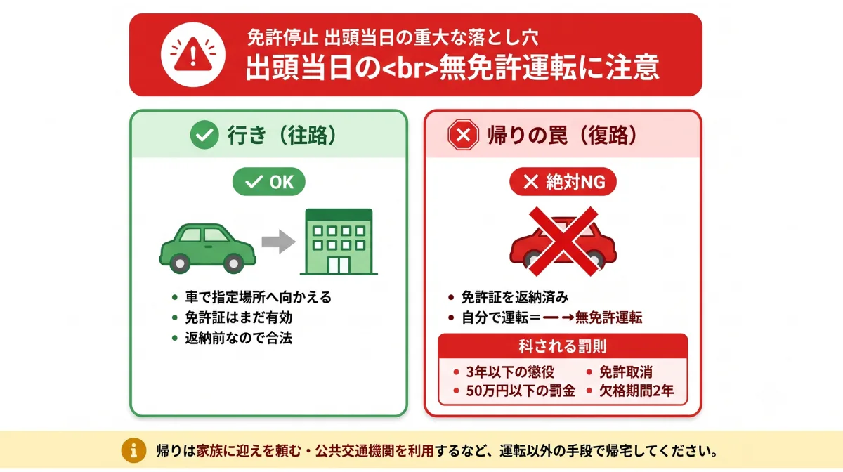 絶対に避けるべき「出頭当日の無免許運転」トラップ