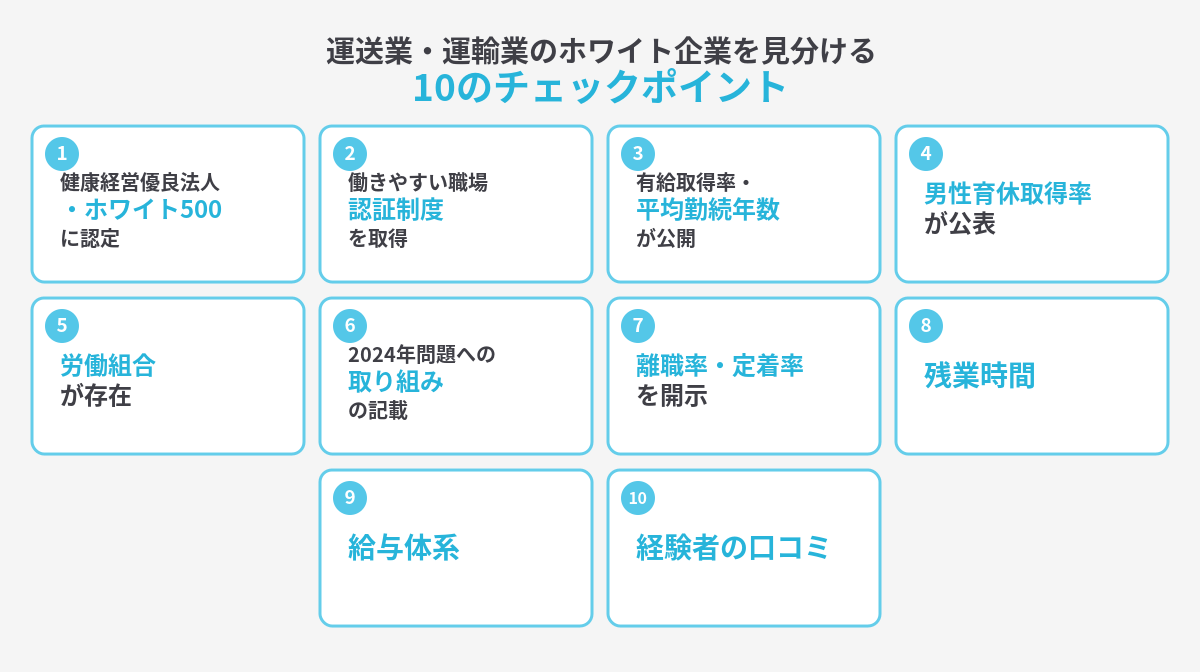運送業・運輸業のホワイト企業を見分ける10のチェックポイント