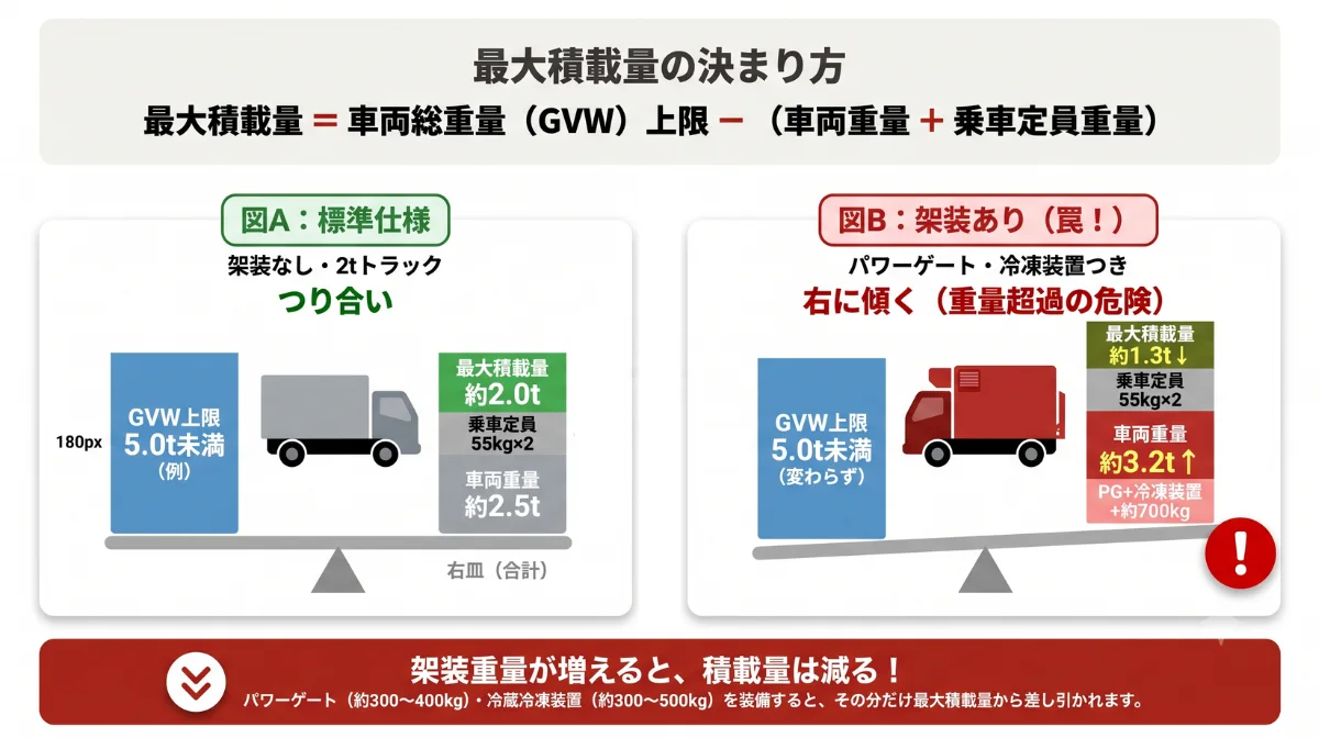 「2トントラック＝2トン積める」は間違い！架装と積載量の罠