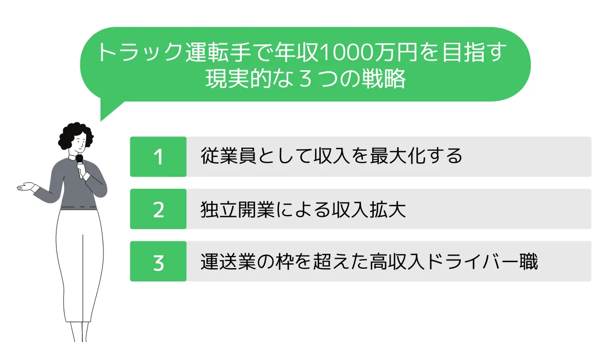 3．トラック運転手で年収1000万円を目指す｜現実的な戦略