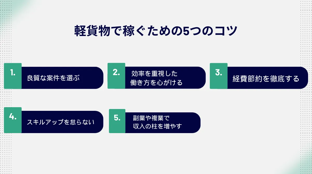 軽貨物で稼ぐための5つのコツ