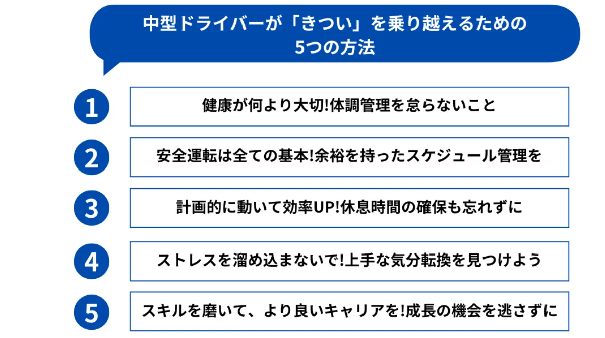 中型ドライバーが「きつい」を乗り越えるための方法