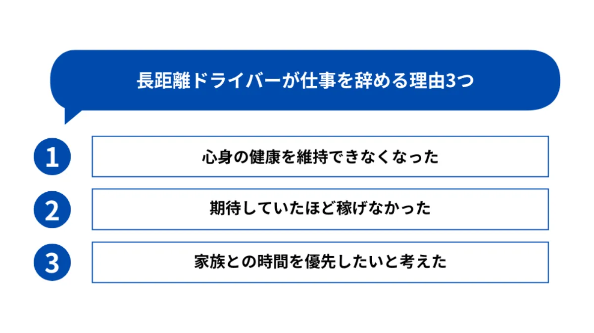 長距離ドライバーが仕事を辞める理由