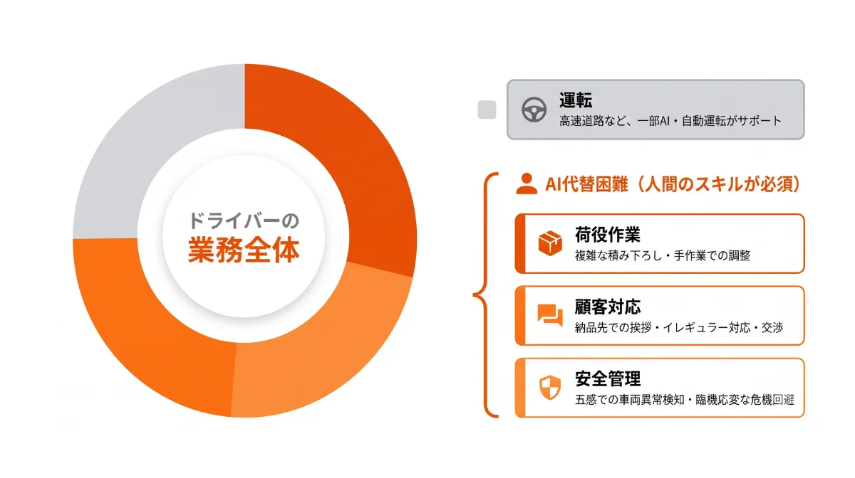 AIには代替困難な「荷役作業の複雑さ」と「臨機応変な顧客対応力」