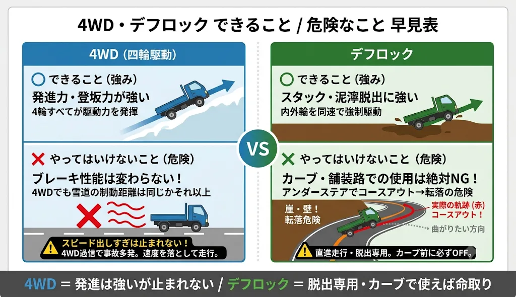 4WDとデフロック、正しい使い方と「やってはいけないこと」