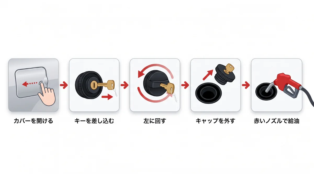 軽トラの給油口の開け方・閉め方【ステップ別解説】