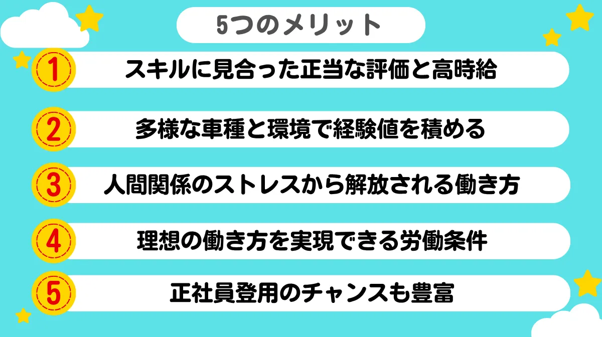3.派遣整備士として働く5つのメリット