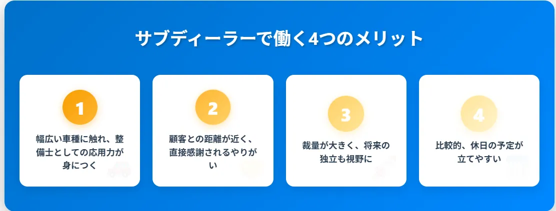 7.サブディーラー(地域の整備工場)で働く【4つのメリット】