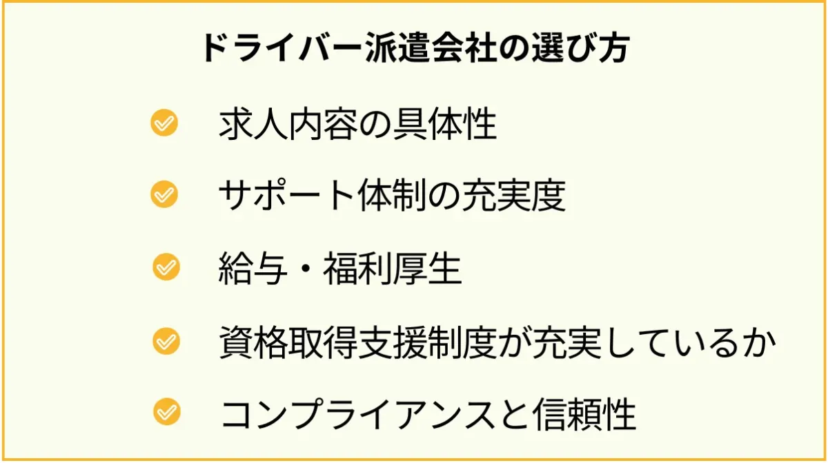 失敗しないドライバー向け派遣会社の選び方