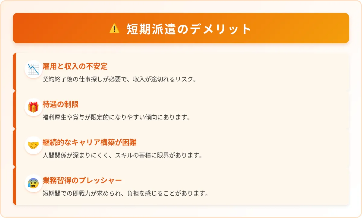 短期派遣のデメリット