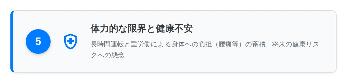 体力的な限界と将来の健康への不安