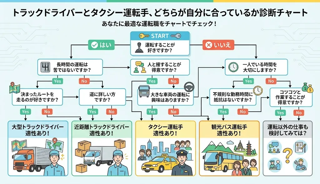 トラックドライバーとタクシーどちらがあっているかテスト
