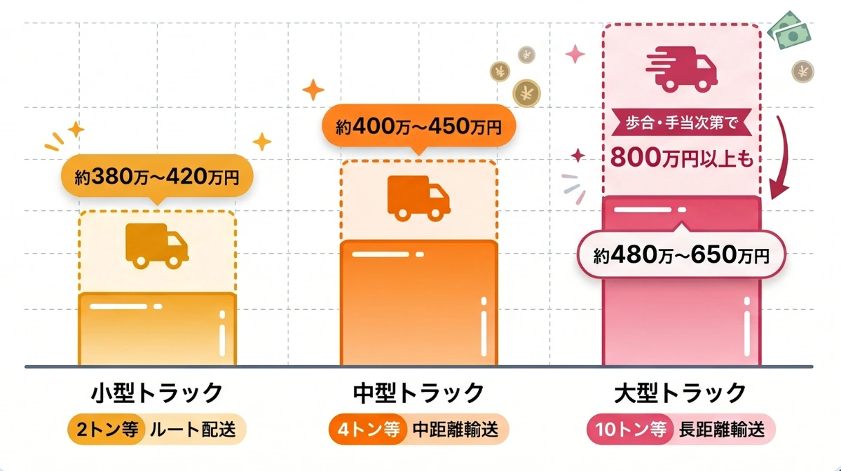 【車種別】大型・中型・小型トラックでの給料の違い