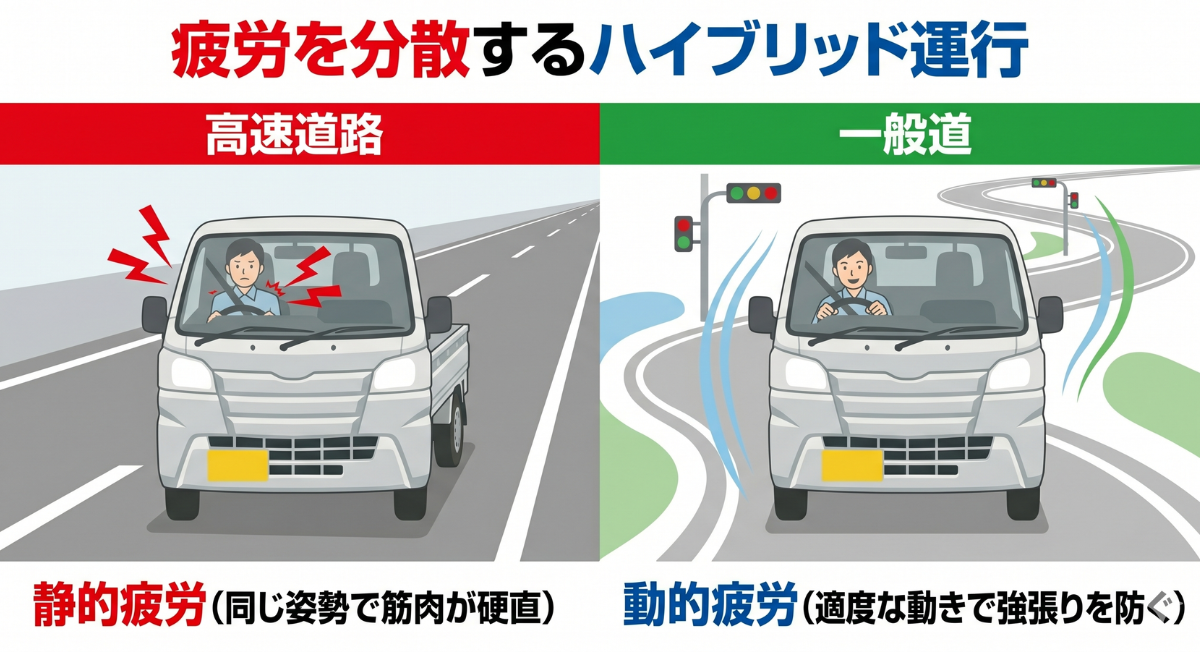 長距離疲労を最小化する「ハイブリッド運行」戦略