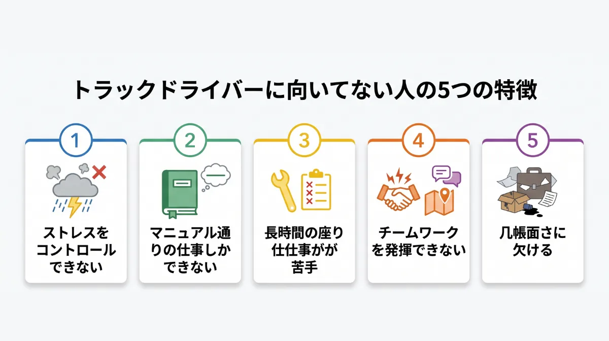 トラックドライバーに向いていない人の5つの特徴