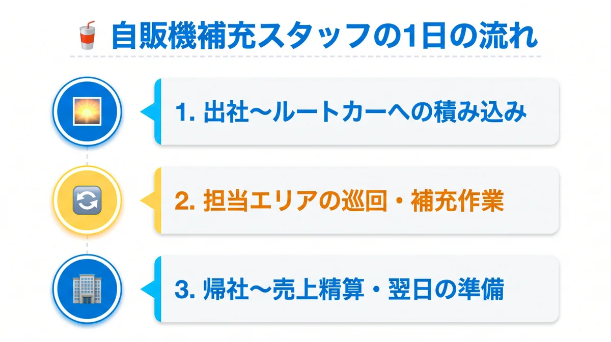 自販機補充スタッフの1日の流れ