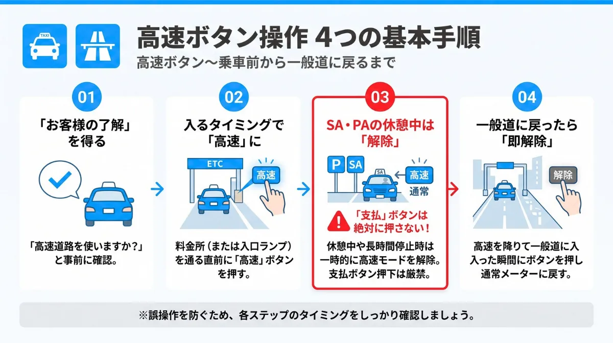 タクシードライバーが押さえたい高速ボタン操作の基本手順