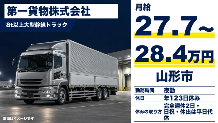 【山形県山形市】大型トラックドライバー／夜間長距離輸送