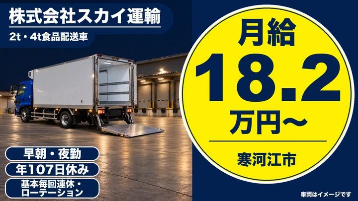 【山形県寒河江市】コンビニ配送ドライバー／正社員