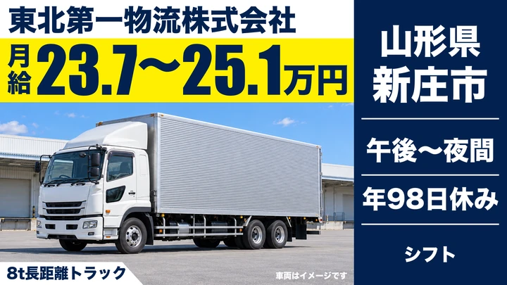【山形県新庄市】8tトラックドライバー/正社員