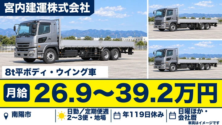 【山形県南陽市】8tトラックドライバー／正社員