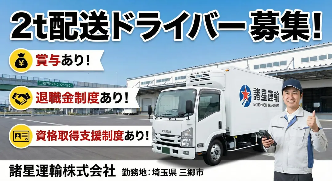 諸星運輸株式会社の小型トラックドライバー求人（埼玉県所沢市）