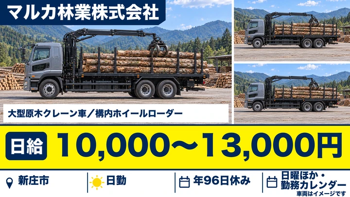 【山形県新庄市】大型トラックドライバー／原木運搬・正社員