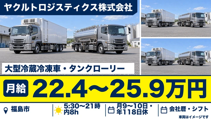 【福島県福島市】8tトラックドライバー／正社員