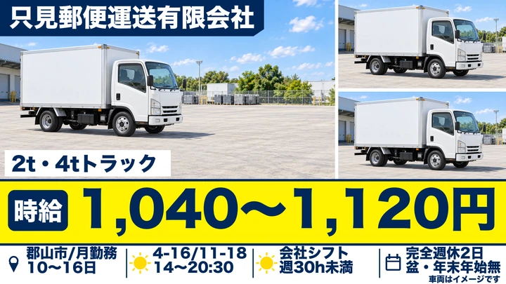 【福島県郡山市】郵便局間輸送ドライバー/アルバイト