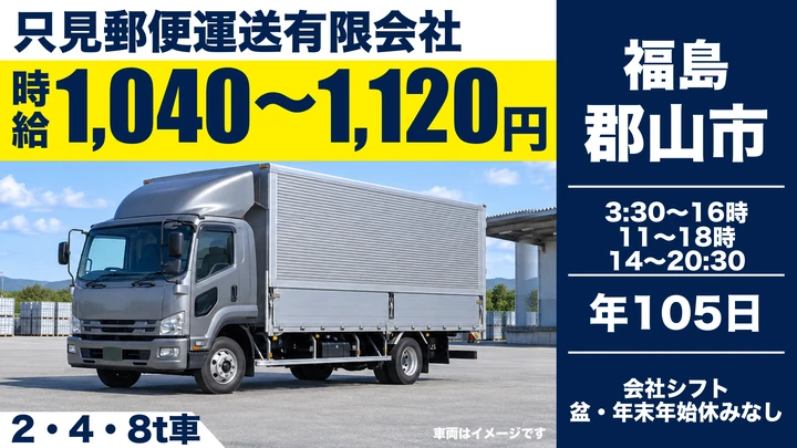 【福島県郡山市】郵便局間輸送ドライバー／契約社員