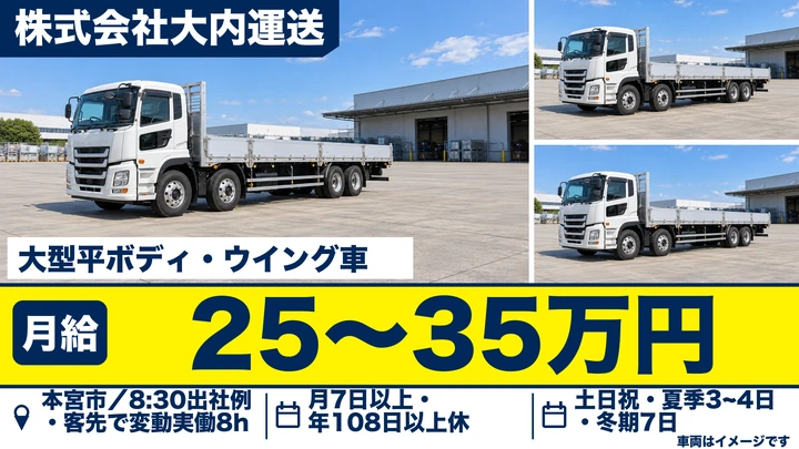 【福島県本宮市】大型トラックドライバー／正社員