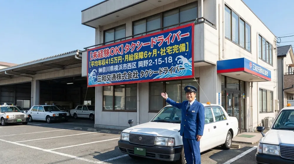 三和交通株式会社の営業所とタクシー車両・乗務員（神奈川県横浜市西区）