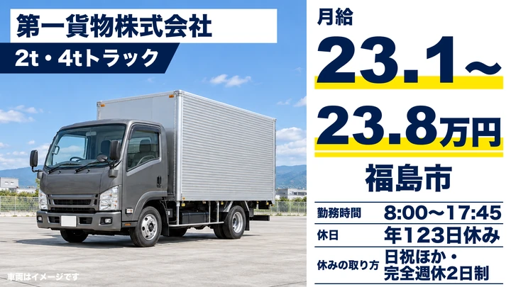 【福島県福島市】2t集配ドライバー/正社員