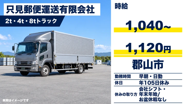 【福島県郡山市】4tトラックドライバー/契約社員・60歳以上歓迎