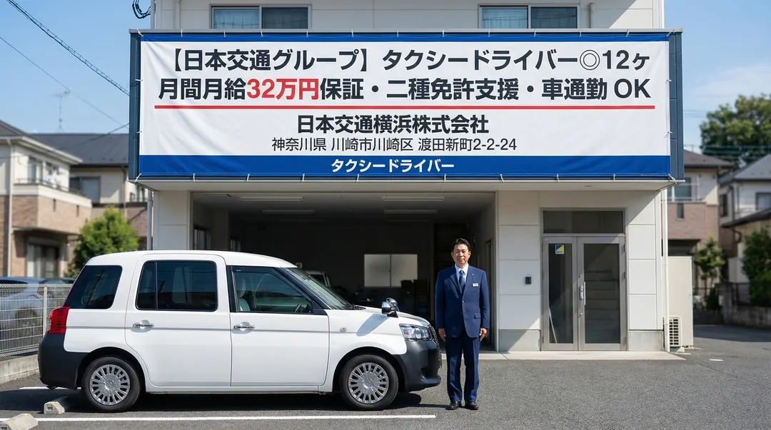日本交通横浜株式会社のタクシードライバー求人（神奈川県川崎市川崎区）