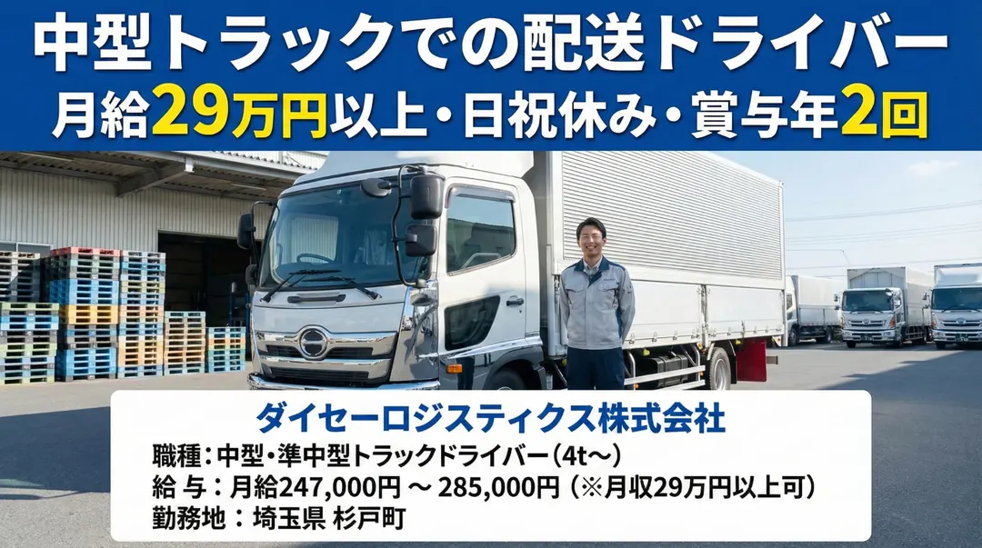 ダイセーロジスティクス株式会社の中型・準中型トラックドライバー求人（埼玉県杉戸町）
