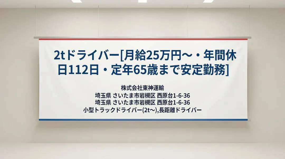 株式会社東神運輸の小型トラックドライバー求人（埼玉県さいたま市岩槻区）