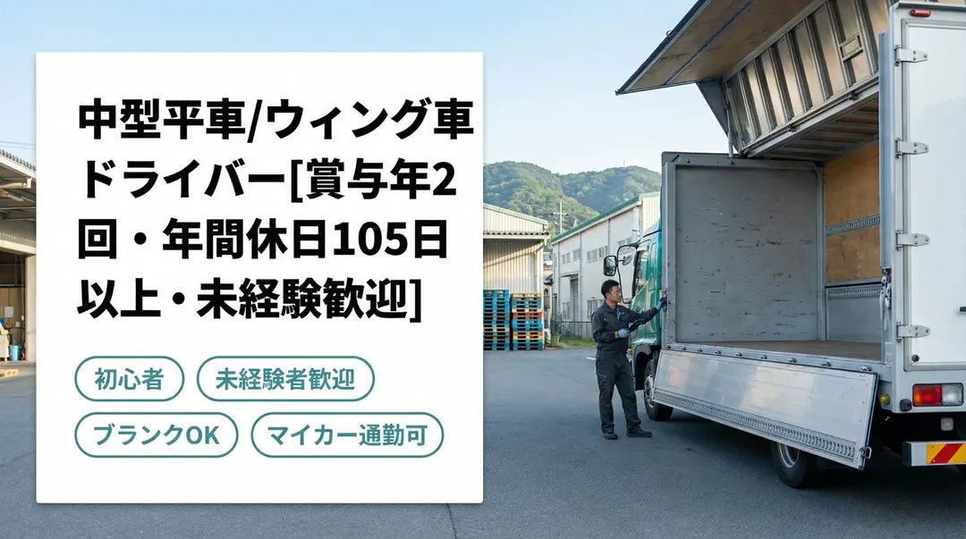 中型平車/ウィング車ドライバー[賞与年2回・年間休日105日以上・未経験歓迎]
