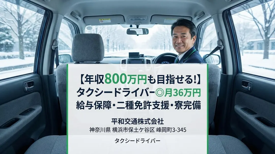 平和交通株式会社のタクシー車内と乗務員（神奈川県横浜市保土ケ谷区）