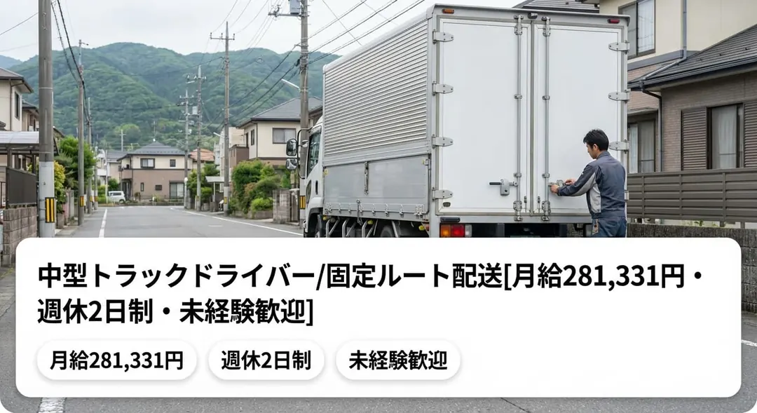 直販配送株式会社の中型・準中型トラックドライバー求人（神奈川県相模原市緑区）