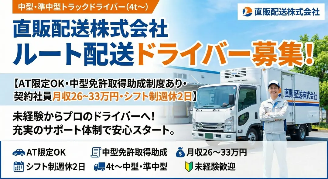直販配送株式会社の中型・準中型トラックドライバー求人（埼玉県戸田市）