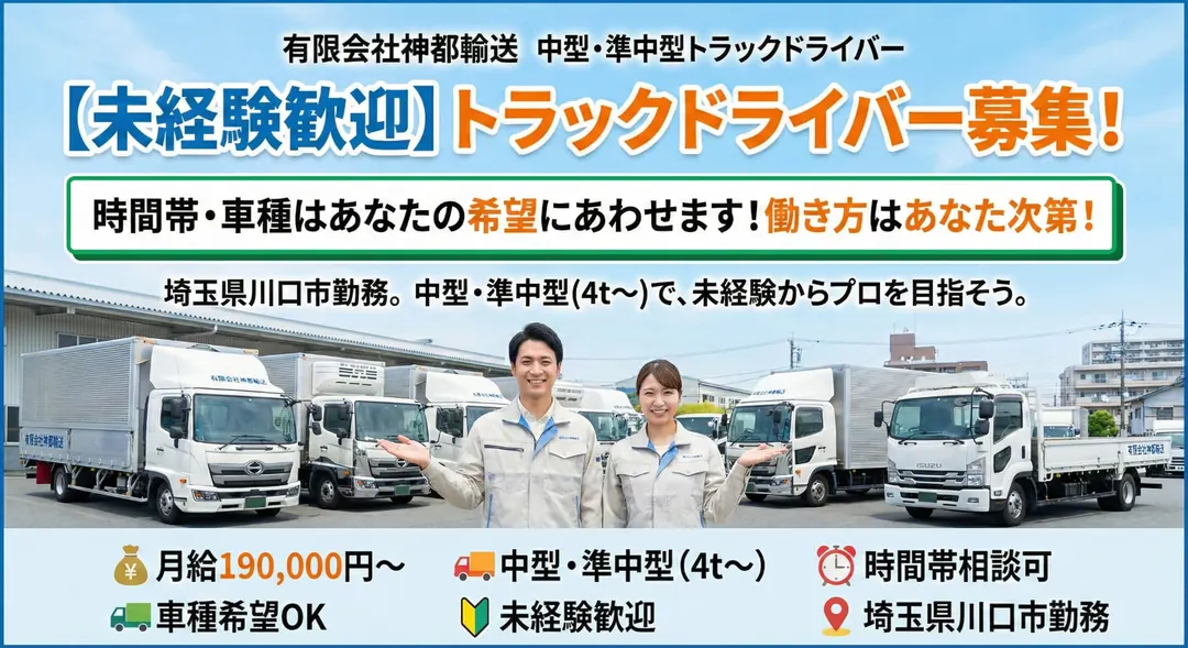 大型免許＠川口市×大型ドライバー｜月収35万円以・バラ積なし