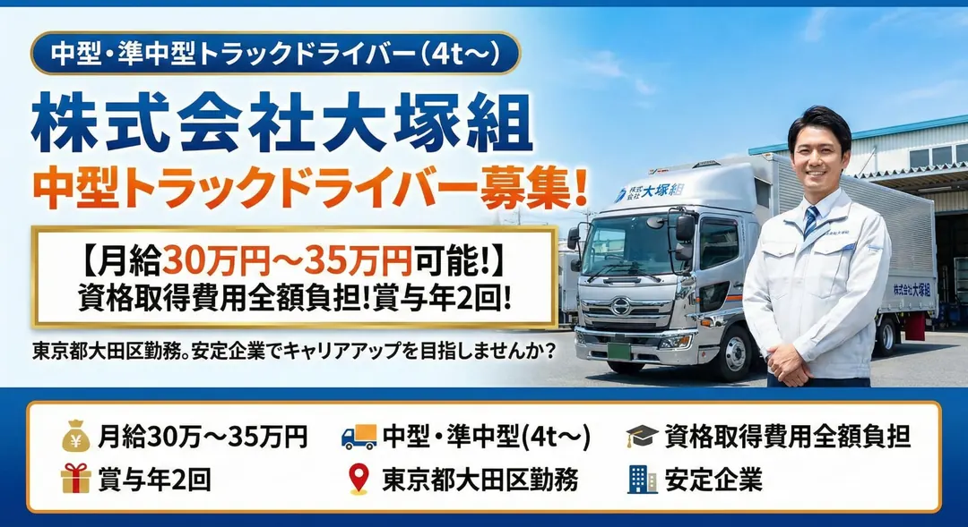 株式会社大塚組の中型・準中型トラックドライバー求人（東京都大田区）