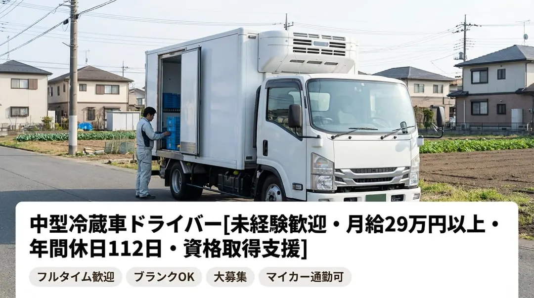 直販配送株式会社の中型・準中型トラックドライバー求人(埼玉県伊奈町)