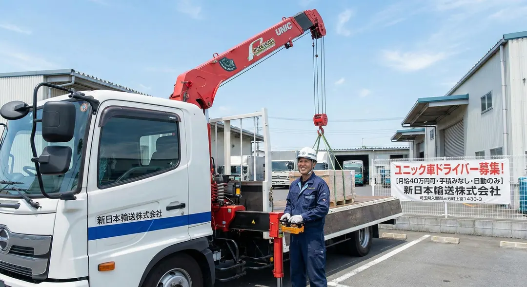 中型免許＠入間郡×6tドライバー｜月給40万円可・手積みなし