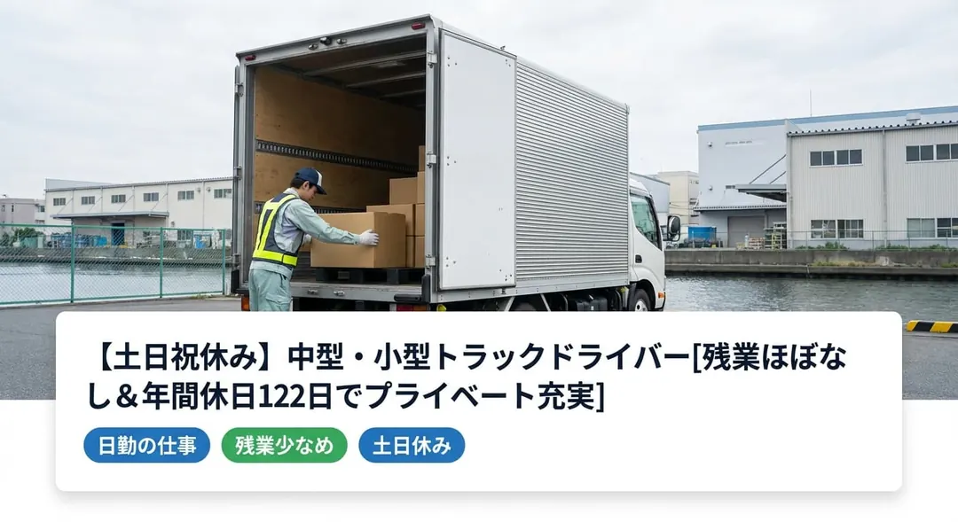 【土日祝休み】中型・小型トラックドライバー[残業ほぼなし＆年間休日122日でプライベート充実]